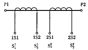 互感器有兩個二次繞組，各有自身鐵心